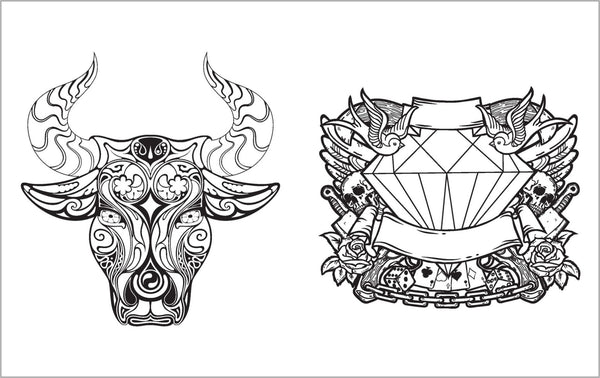 Colour Vibes - Adult Colouring Book - Tattoos