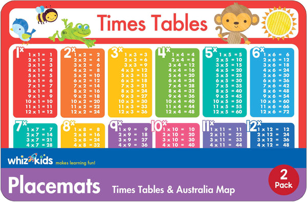 Whiz Kids Placemat Pk Times Table & Australia Map