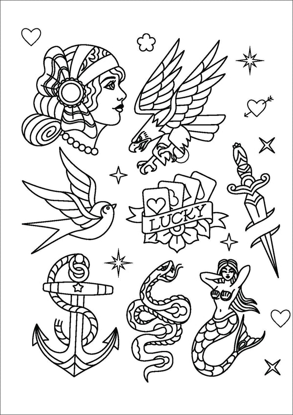 Mindful Colouring - Tattoo Design