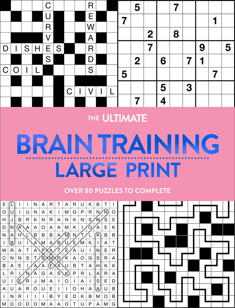 Large Print Puzzle Book - Brain Training - Pink