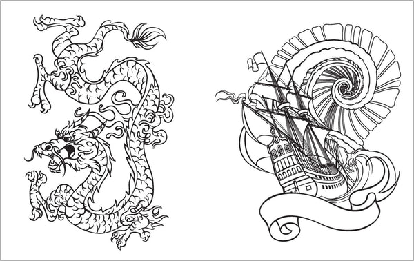 Colour Vibes - Adult Colouring Book - Tattoos