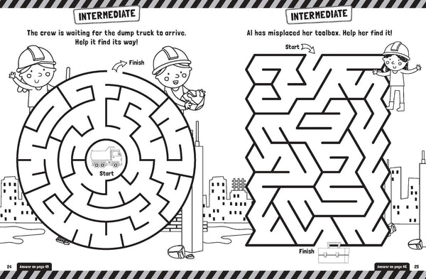 Colouring and Mazes - Trucks & Diggers