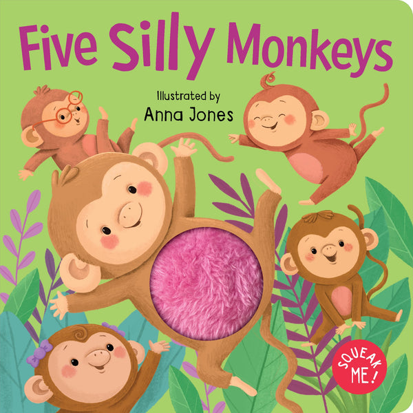 Squeaky Plush Board Book - Five Silly Monkeys