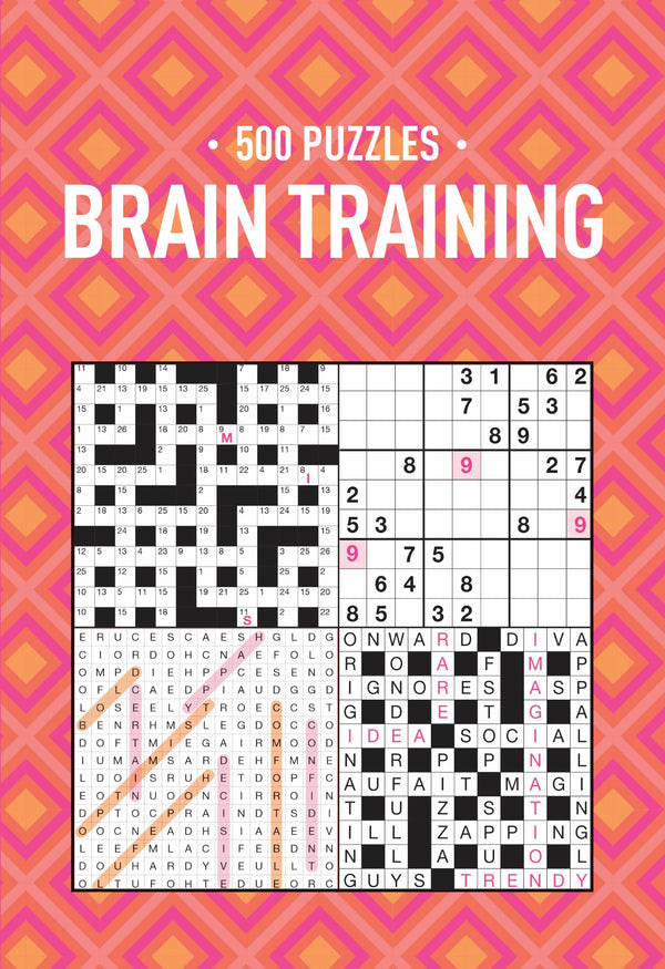 500 Puzzles Book - Brain Training - Pink & Orange Geometric